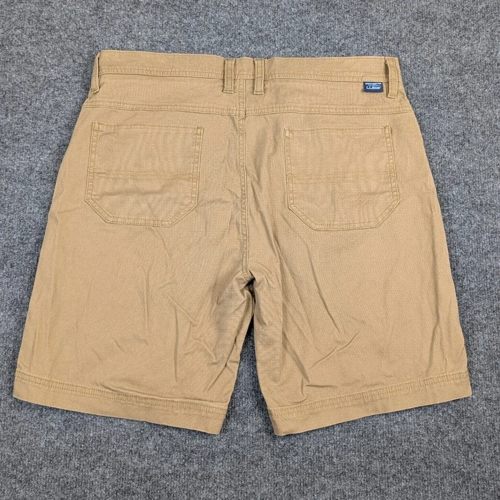 LL Bean Mens Classic Khaki Shorts Tan Cotton Stretch Utility Hiking Shorts 36W